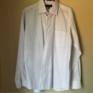 Simon Chang dress shirt in white with lavender and black pin stripe